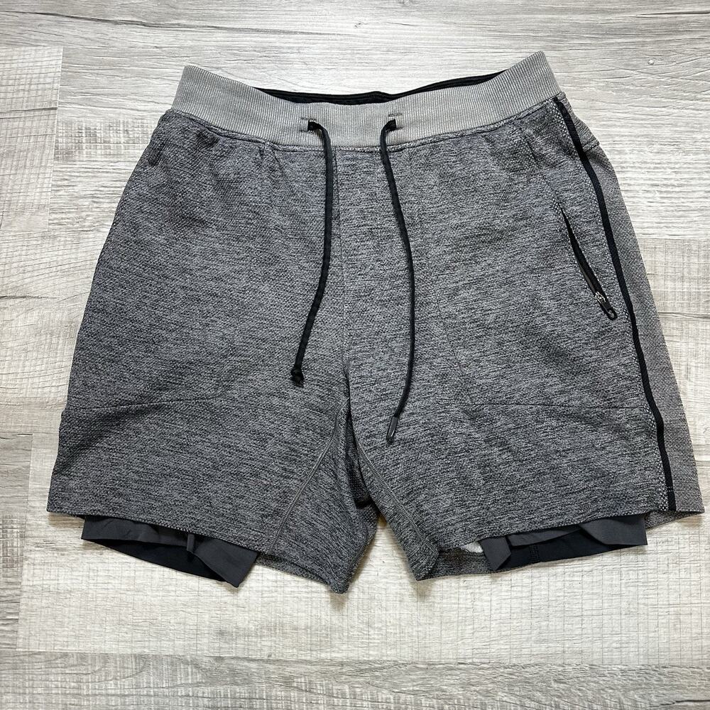 Lululemon T.H.E The Short 7” Lined SE Gray Mens Size Small Zip Pockets